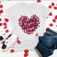 thumbnail image 2 of YDLCAFD T-Shirts Graphiques de Pâques pour Femmes, Manches Courtes, Imprimé Cœur, 2 of 4