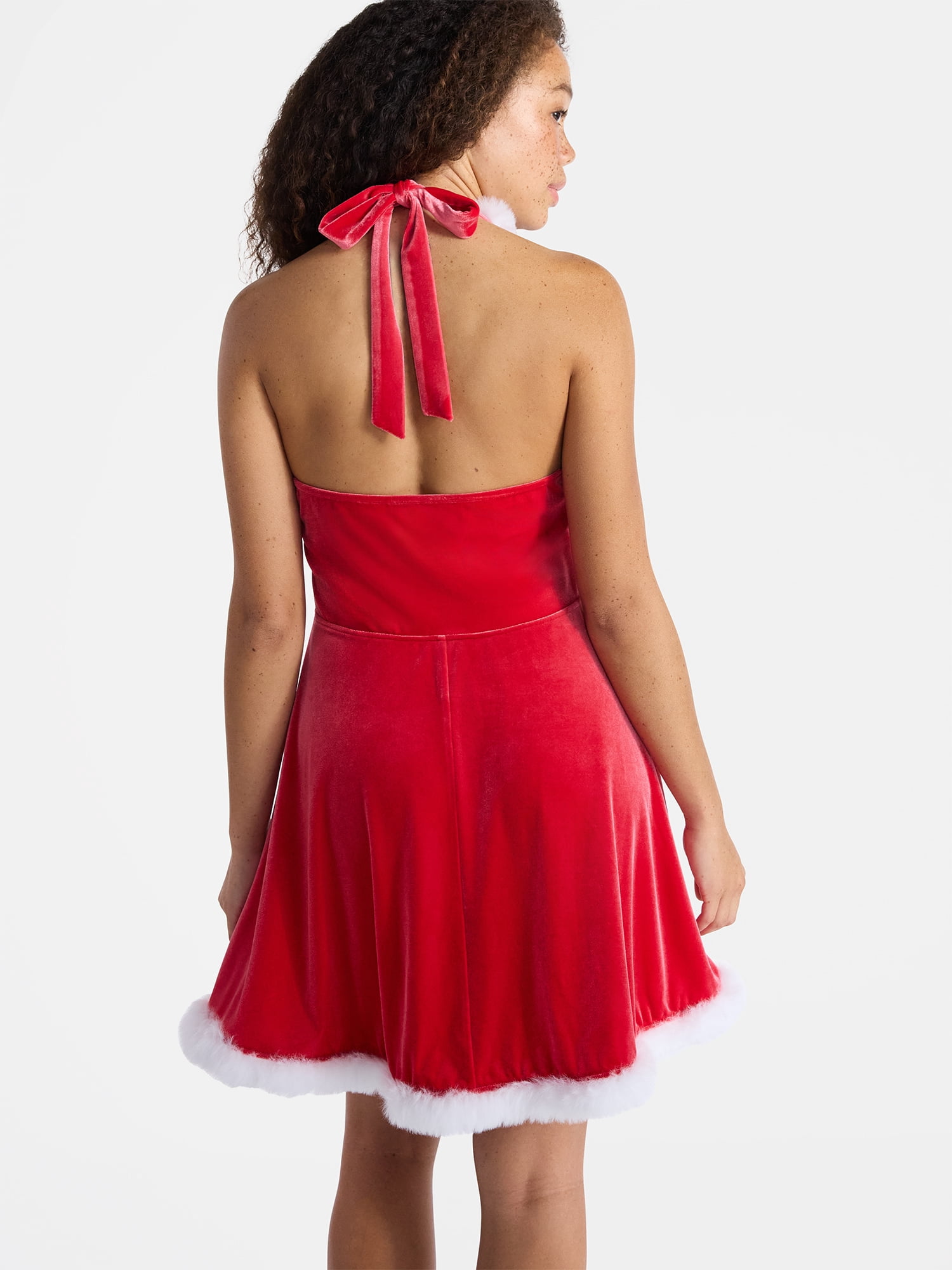No Boundaries Santa Halter Dress, Women’s