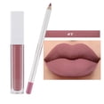 thumbnail image 1 of Brillo de labios de 21 colores, lápiz labial, set de brillo de labios, brillo de labios mate, no se desvanece ni se pega, 2 juegos (1 lápiz labial + 1 brillo de labios), delineador de labios y brillo, 1 of 2