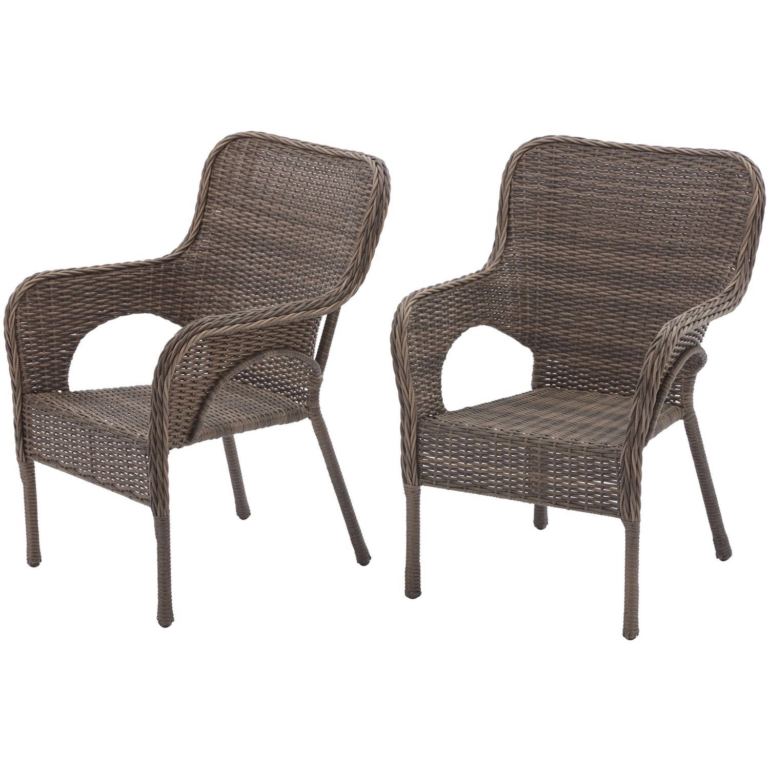 image: Better Homes and Gardens Camrose Farmhouse Mix and Match Stacking Wicker Chairs, Set of 2