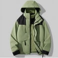 thumbnail image 5 of Women Casual Solid Jackets Outdoor Plus Size Drawstring Zipper Hooded Raincoat Windproof Tops Coat With Pocket, 5 of 7