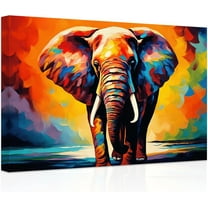 ZHONGYUTONG Abstract Forest Animal Canvas Wall Art Colorful Elephant Painting Prints Wildlife Posters Artwork Home Decor Framed (16.00" x 24.00")