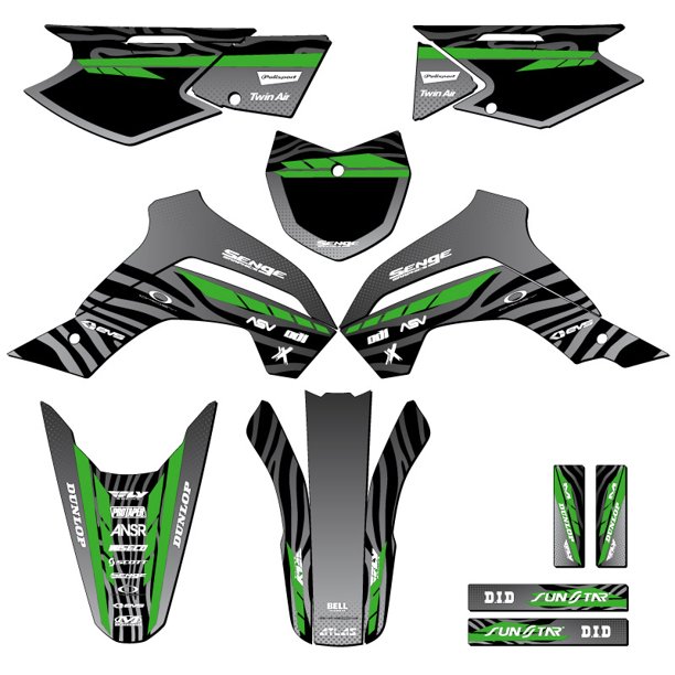 20212022 KLX 140 RF TIGRE Black Senge Graphics Complete Kit Compatible