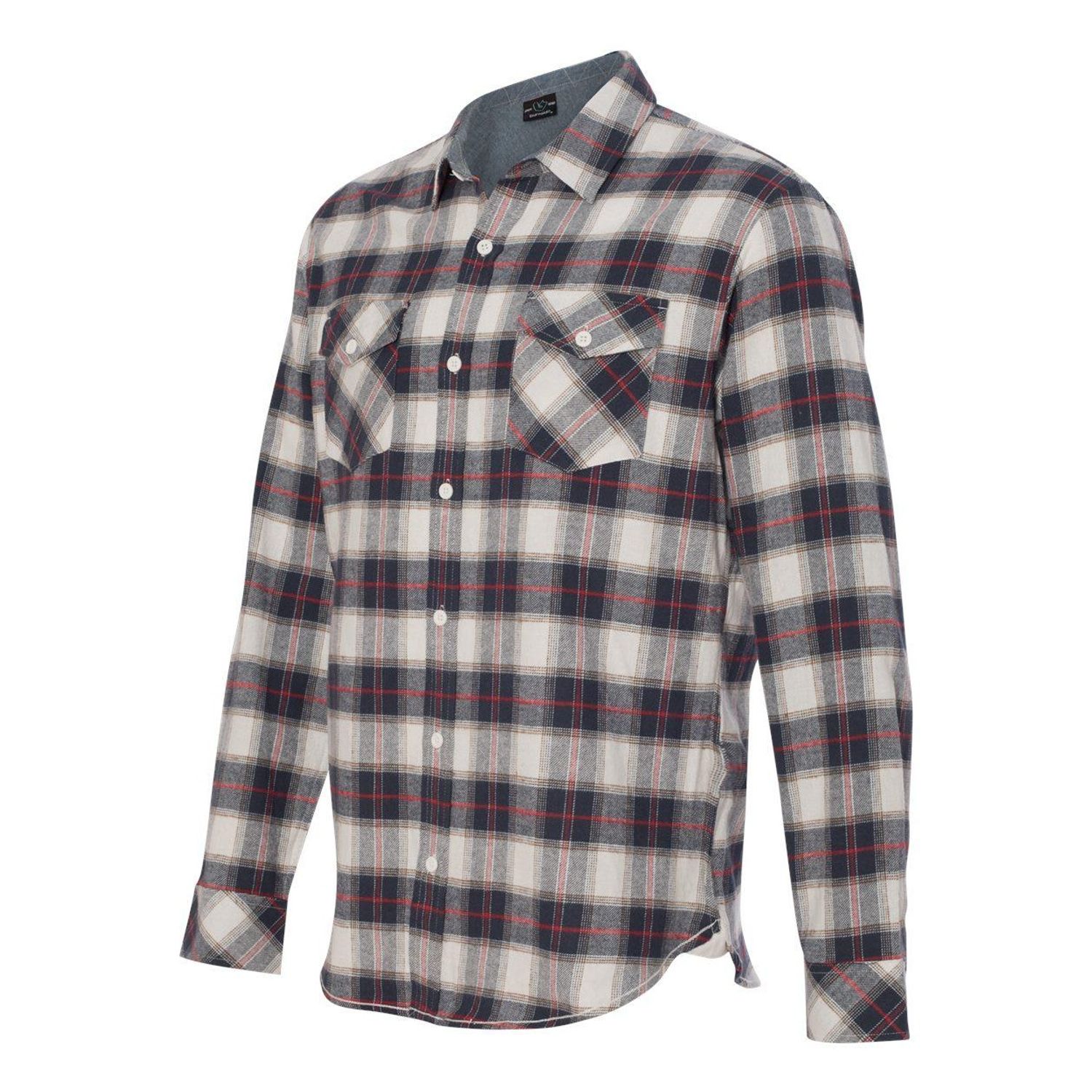 Burnside Men’s Long Sleeve Flannel Shirt – Yarn-Dyed Red, 2XL, 80/20 Cotton Blend, Chest Pockets