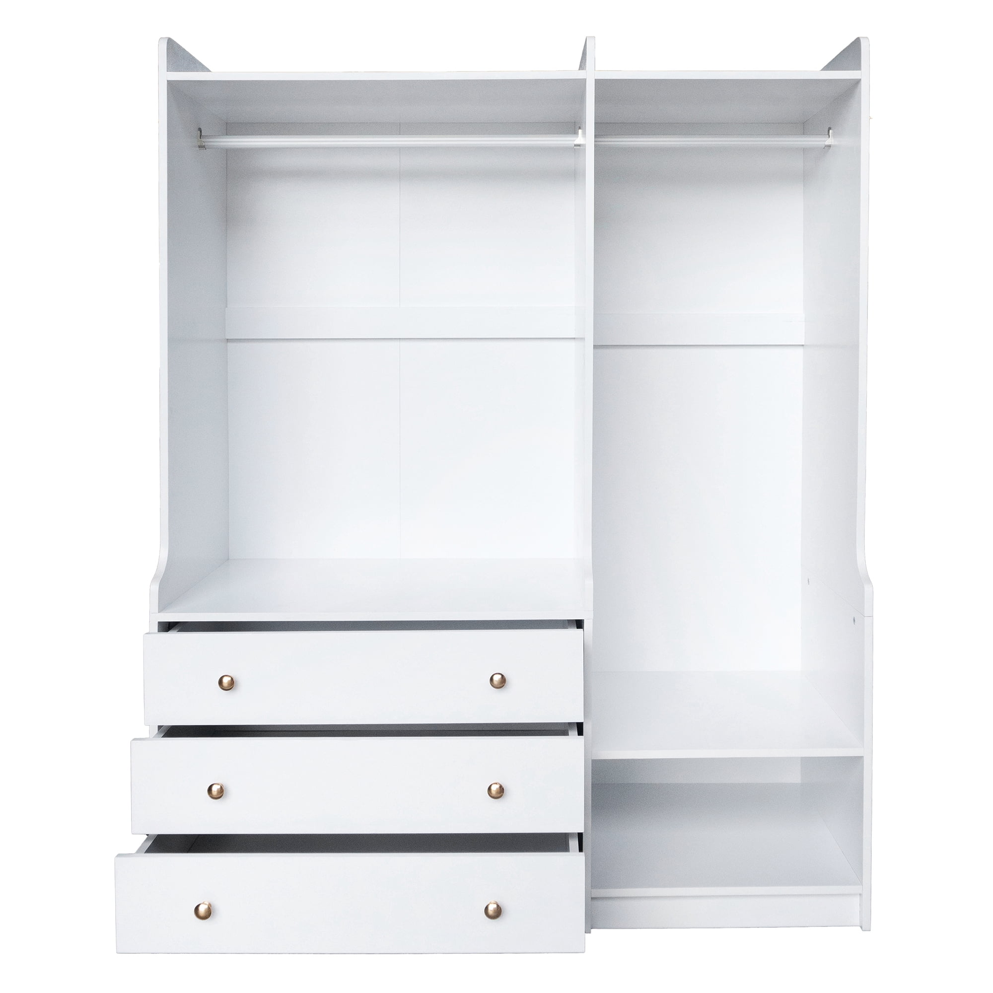Aukfa Wood Armoire Wardrobe Closet with Hanging Rod & Drawer for Bedroom,White