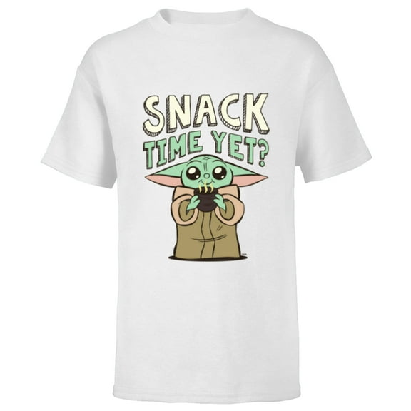 Star Wars The Mandalorian Grogu Snack Time Yet? - Short Sleeve T-Shirt for Kids - Customized-White
