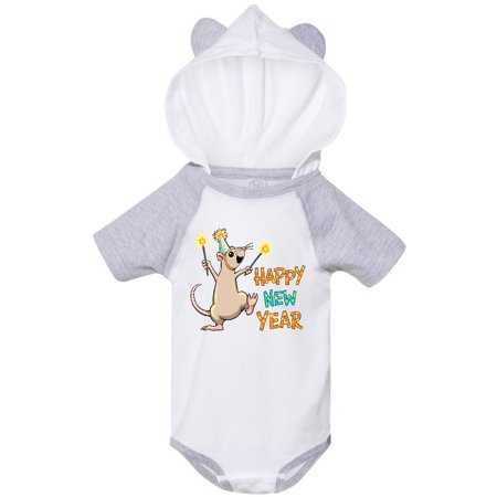 

Inktastic Happy New Year Rat with Sparklers in Party Hat Gift Baby Boy or Baby Girl Bodysuit