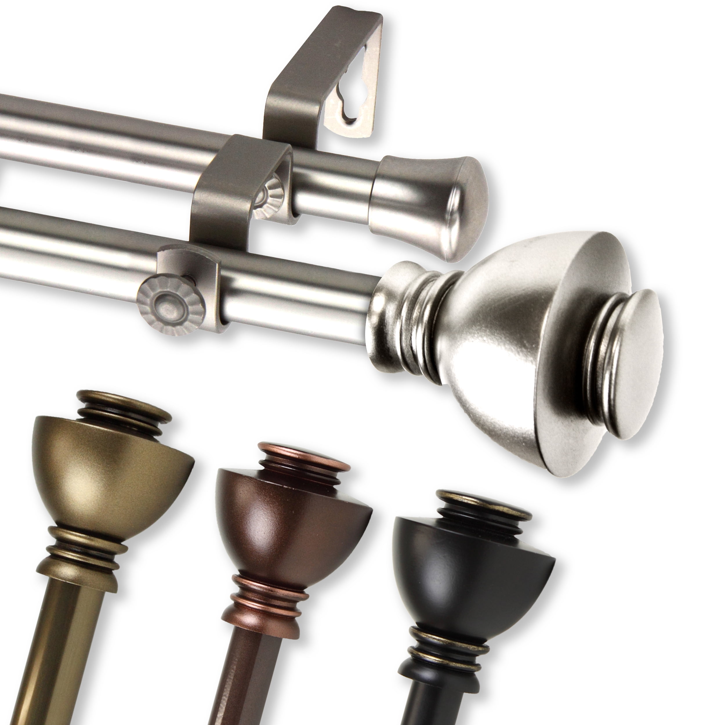Aria Double Curtain Rod 3 4 Inch Dia 28 48 Cocoa Com