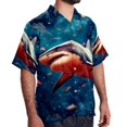 thumbnail image 2 of Starry Shark Men's Short Sleeve Beach Shirts, Casual Printed Button Down Poplin Shirt Summer., 2 of 6