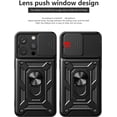 thumbnail image 3 of for Apple iPhone 15 Pro Case with Slide Camera Cover for Men, Military Grade Drop Phone Cover Case with Ring Kickstand for iPhone 15 Pro SJ Green, 3 of 10