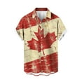 thumbnail image 2 of Donemore Men's Fashion Orange Maple Leaf Festival Print Short Sleeve Button-Up Cardigan Shirt Casual Business Style Fall Outfit Multi-Color Trendy Design Comfortable Versatile Men's Clothing, 2 of 5