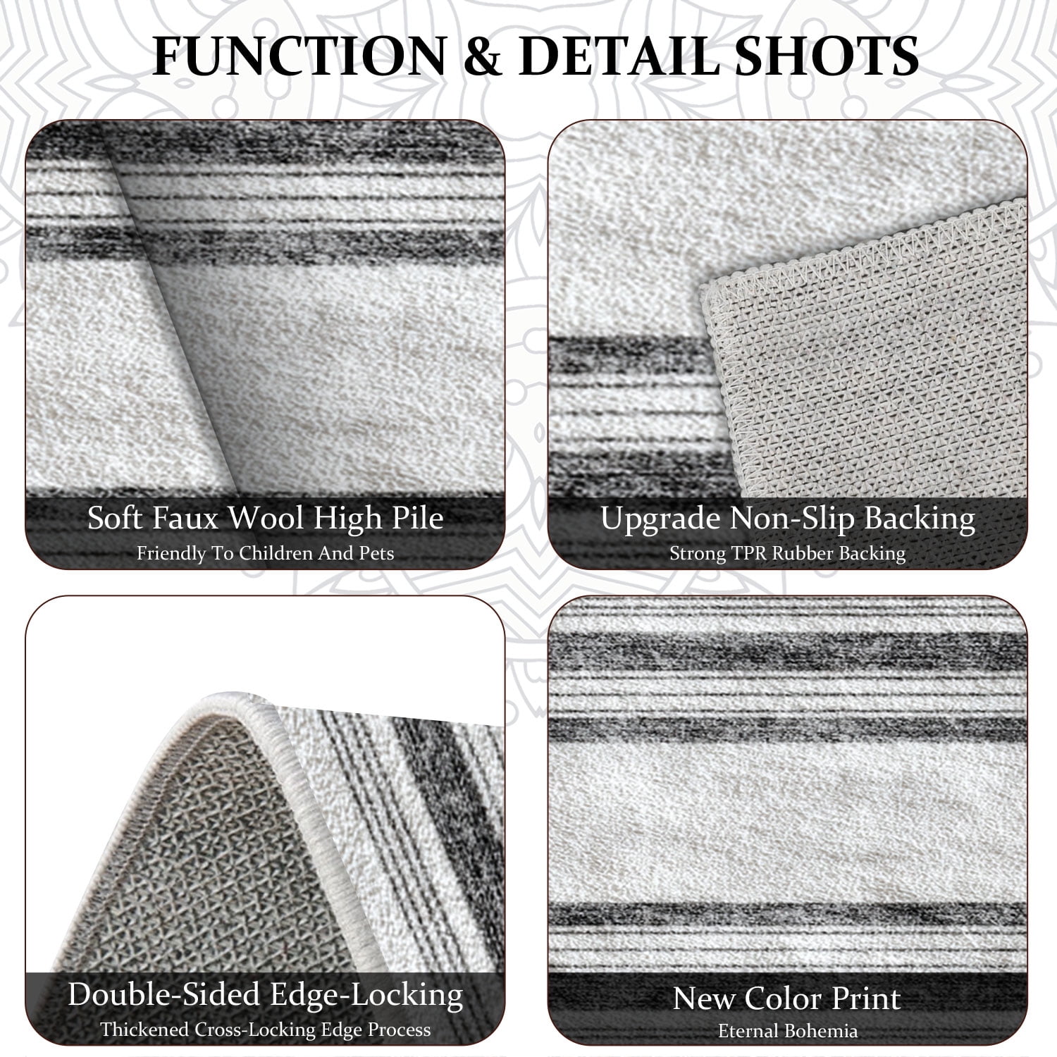 3 Piece Kitchen Rug Set, Non-Slip And Washable, Abstract Pattern Kitchen Hallway Rug, Soft And Comfortable, Suitable For Sinks, Floors, Entrances, Hallways and Bathrooms