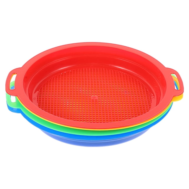 4pcs Sand Sifter Sieves For Kids Beach Sand Toys Plastic Sand Sifting Pan Sand Strainer For Gardening Digging Finding Treasure Shells Rocks