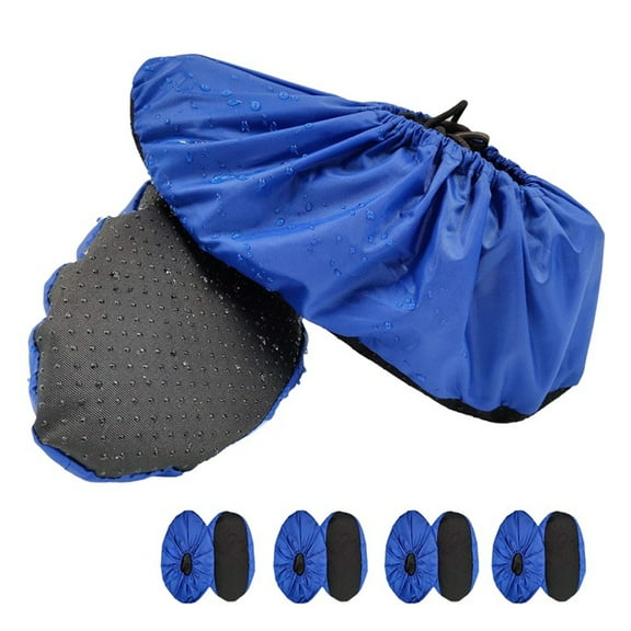 Anti-Slip Reusable Shoe Covers Waterproof Washable Boot Covers Dustproof Boot Covers 5 Pairs Blue Oxford cloth