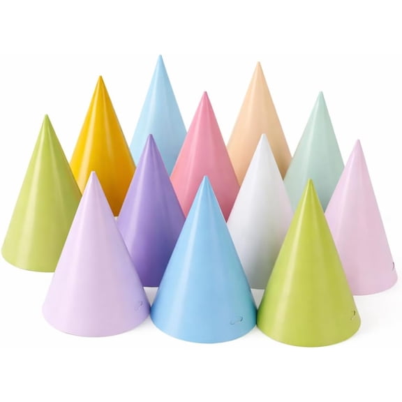 Pre-Assembled Pastel Party Hats, 22 Pack Ready-to-Use Birthday Hats for Celebrations, Colorful Cone Hats with Elastic Bands for Adults and General Use