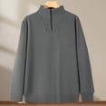 thumbnail image 4 of Miluxas Men's Quarter Zip Up Pullover Mock Neck Sweatshirts Warm Midweight Long Sleeve Shirt Dark Gray XL(XL), 4 of 9