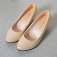 thumbnail image 3 of Dakaela Women's Dress Pump Shoes Comfortable Block Low Heels Round Toe Business Slip on Shoe Beige 7, 3 of 6