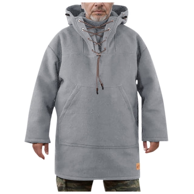 Sweat à Capuche Col Montant Rétro pour Hommes Coupe Ample Décontractée Style Business Manches Longues Couleur Unie