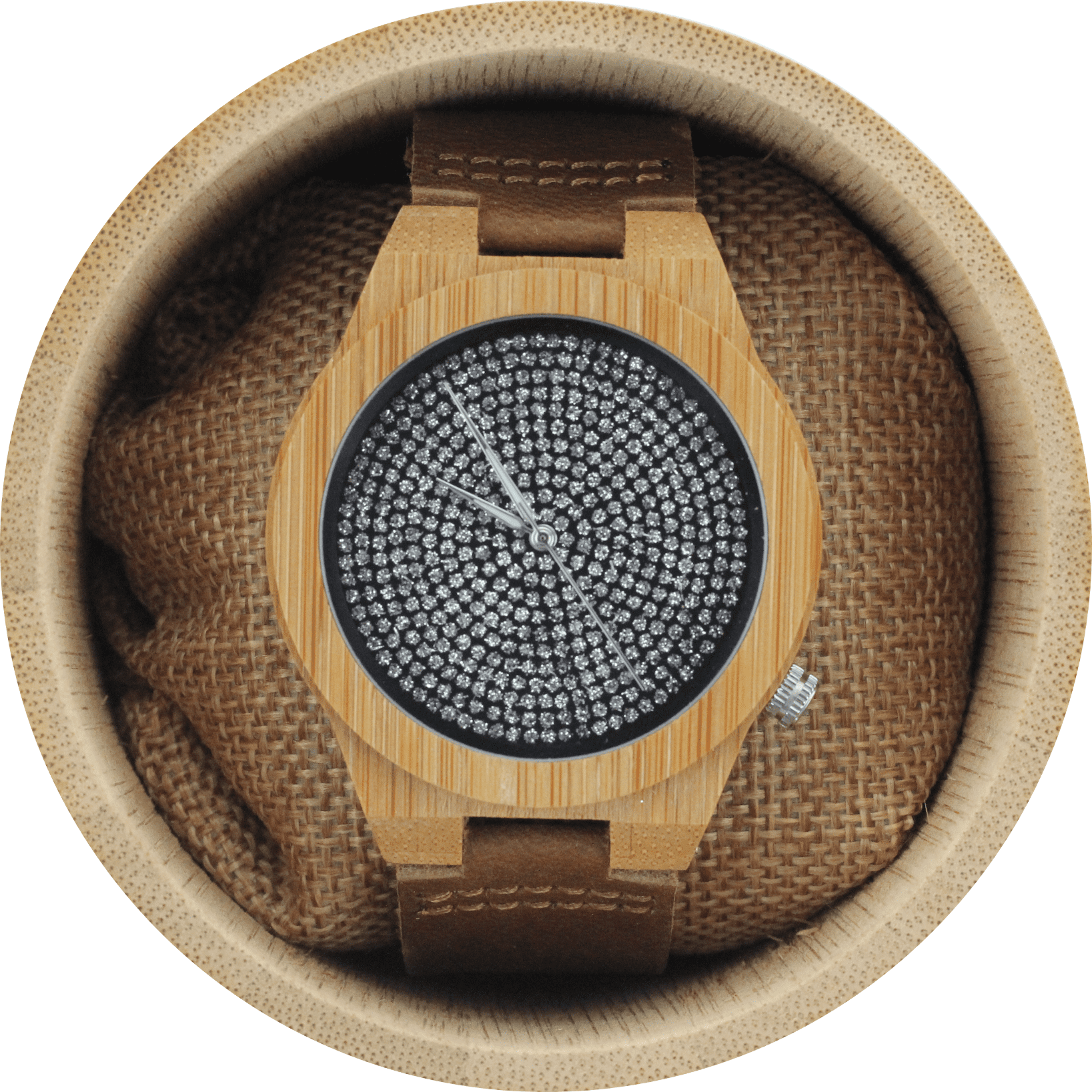 Angie Wood Creations Bamboo Men’s Watch with Leather Strap and ...