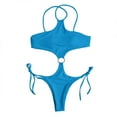 thumbnail image 3 of Sngxgn Women's Swimsuit Bathing Suit V Neck Ruffled Swimwear Adjustable Straps(Blue,XL), 3 of 9