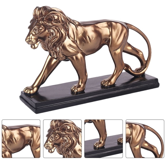 OUNONA Table Top Decor Lion Ornament Lion Statue for Interior Design Office 29X18CM
