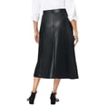thumbnail image 3 of Jessica London Women's Plus Size Faux Leather Midi Skirt, 3 of 5