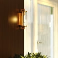 thumbnail image 6 of Morgan Park 16 in. H 1-Light Warm Brass Dusk to Dawn Modern Outdoor Wall Sconce with Clear Seeded Glass Shade, Steel Frame, LED Compatible, Use for Exterior Porch Patio Front Door or Garage, 6 of 10