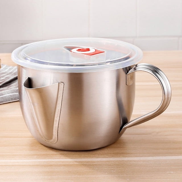 SokhugStainless Steel Bacon Grease Saver - Oil Container with Lid for Kitchen Storing Frying Cooking Grease