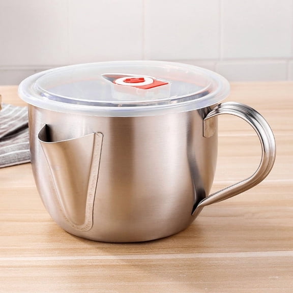 Lunxisen 2 Pcs Stainless Strainer, Large Capacity Bacon Grease Container for Kitchen,Frying, Cooking, Camping,Oil Filter Container - Dishwasher Safe