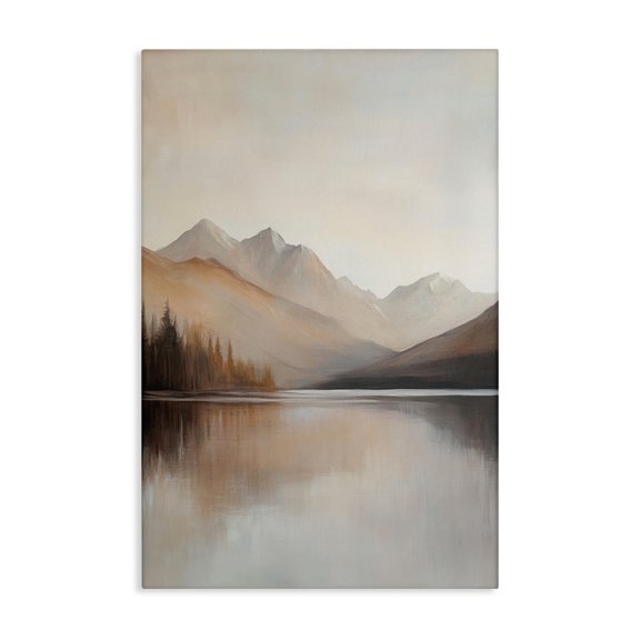 Stupell Industries Rustic Lodge Muted Lake Neutral Landscape Canvas Art, 16 x 24, by Petals Prints Design