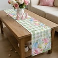 thumbnail image 6 of Easter Eggs Table Runner 90 Inches Long for Kitchen Dining, Spring Daisy Eucalyptus Leaves Sage Green Plaid Dresser Scarf Farmhouse, Dining Table Decorations for Wedding/Parties, 13 x 90 In, 6 of 8