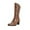 Brown, variant on Women's Fashionable Casual Winter Style Below The Knee Solid Color Square Toe Side Zipper Thick Heel High Heel Mid-Calf Boots Brown 6