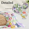 thumbnail image 2 of Tulips Spring Floral Pillow Covers, Linen Long Throw Pillow Case, Flowers Butterfly Plaid Pastoral Holiday Pillow Protector Decorative Cushion Cover for Living Room/Bedroom 12" x 20", 2 of 8