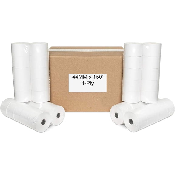 44 MM X 150' CASH REGISTER 1 PLY BOND PRINTER POS PAPER ROLL 50 ROLLS/CASE