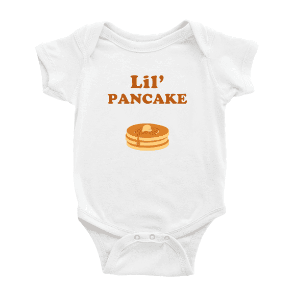 Cute Baby Clothes Lil' Pancake Food Funny Boy & Gril Unisex (White, 3-6 Months)