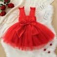 thumbnail image 2 of Toddler Puffy Tutu Dress, Baby Girls Tulle Sleeveless Princess Party Dresses, Christmas Mesh Bow Ruffle Party Wedding Pageant Gown Red 3 Months-6 Months, 2 of 7