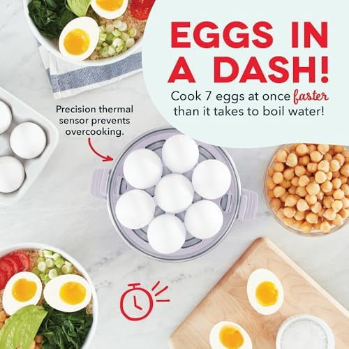 Rapid Egg Cooker - Boiler,Poacher & Steamer - Includes Measuring & Recipe Guide - Dishwasher Safe - BPA Free - Holds 7 Eggs,Lavender,(Pack of 4)