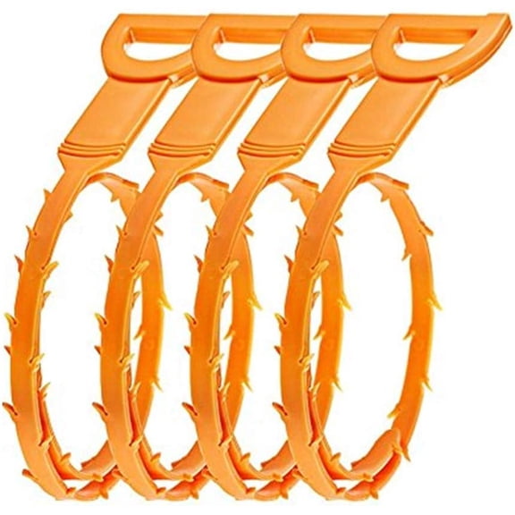 Hair Drain Clog Remover 20 Inch Flexible, 6 Pack, Orange, Solid, Unscented, Drain Cleaning Tool