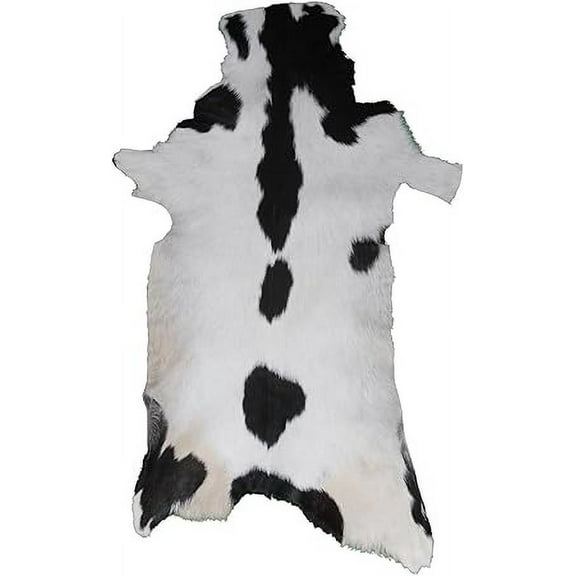 Authentic Brown and White Goat Hide Rug | 100% Natural Hair-On Leather for Rustic Living Spaces