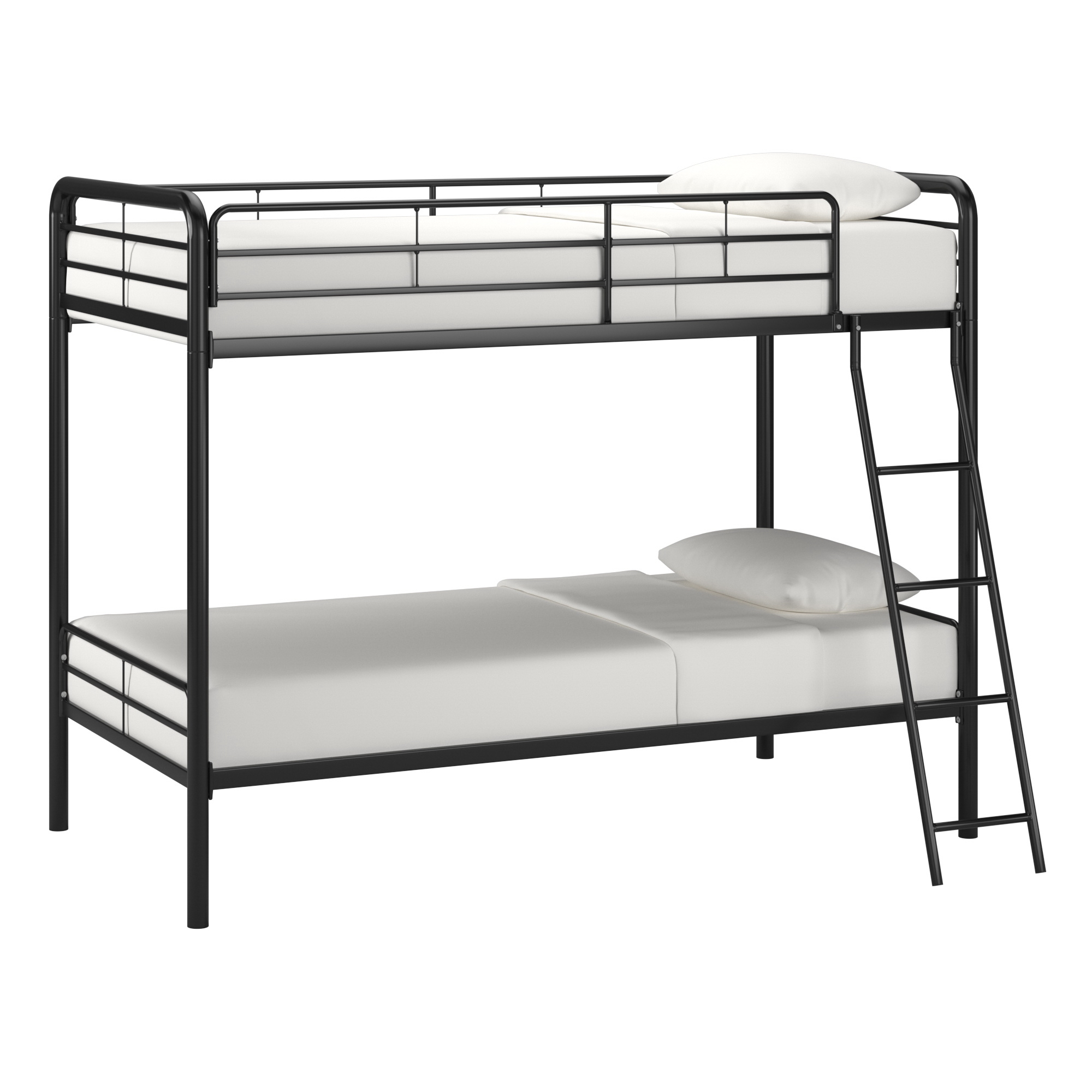 Chelsea Lane Elise Twin over Twin Modern Metal Bunk Bed with Ladder, Black