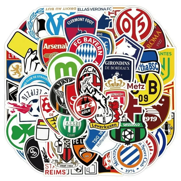50 pegatinas de garabatos del club de fútbol, impermeables y decorativas, perfectas para ordenadores portátiles, estuches de viaje y botellas de agua Rojo Verde Cocina, Decoración y Otros