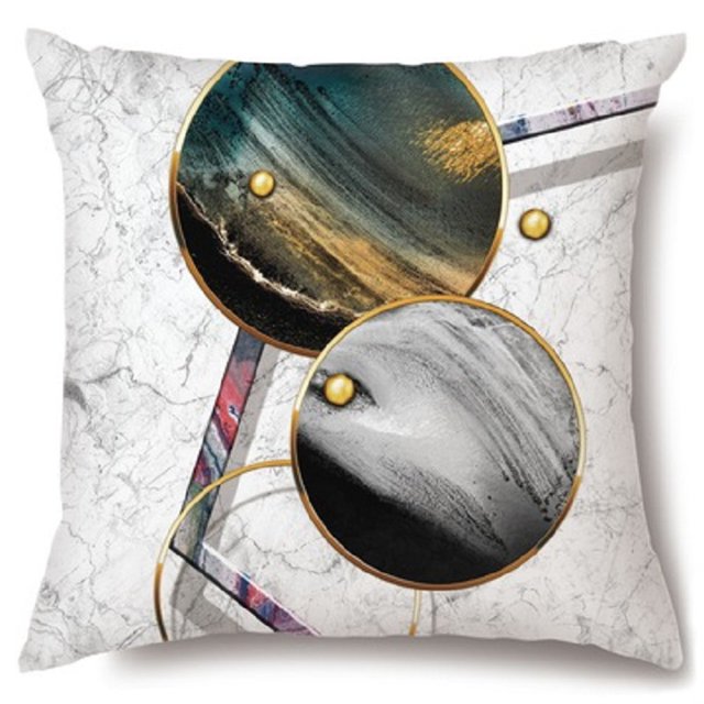 Peach Skin Geometric Abstract Landscape Pillowcase, Very Suitable For Sofa, Bedroom, Chair, Courtyard Decoration-week