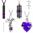 thumbnail image 4 of 4Pcs Urn Necklace Set Stainless Steel Cremation Jewelry Heart Cylindrical Cross Rectangular Ashes Keepsake Waterproof Urn Memorial Pendant for Men Women, 4 of 12