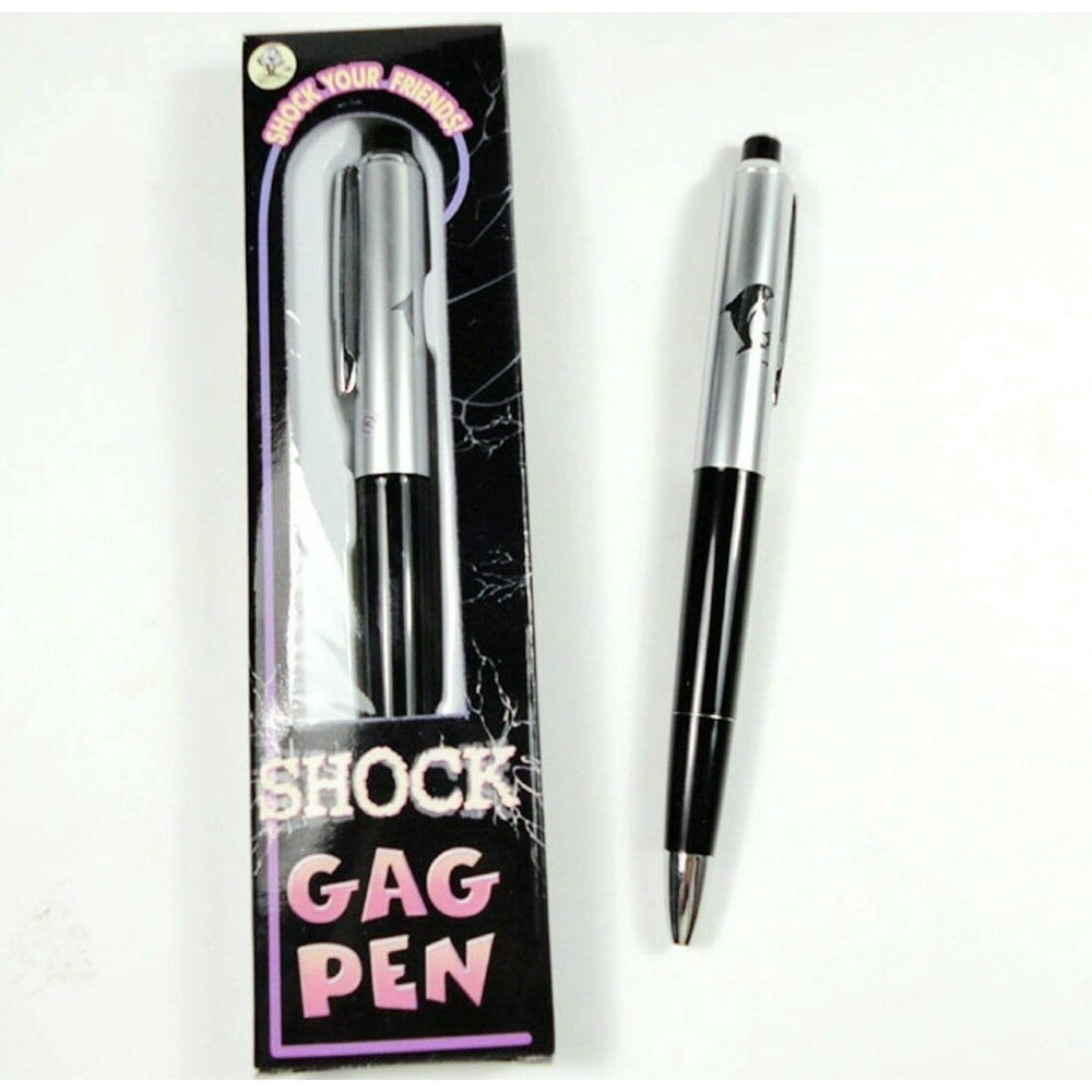 2 Shocking Pens Electric Shock Novelty Metal Pen Pranks Toys Funny