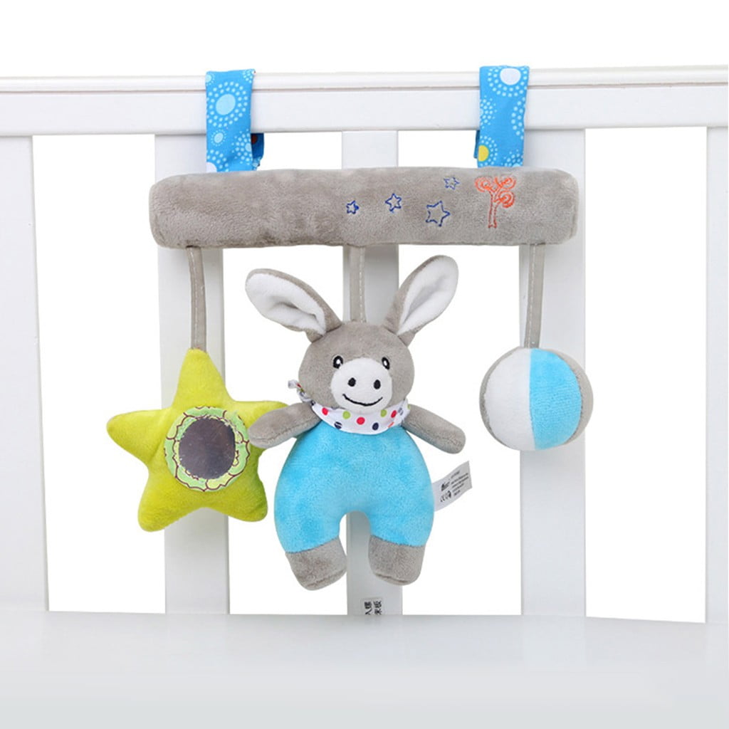 1x Baby Carriage Crib Teether Soft Plush Rattle Toy Hanging Ring Bell Music Box 
