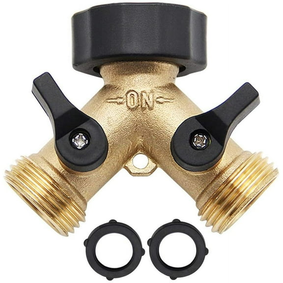 Garden Hose Splitter 2 Way Heavy Duty, Y Connector Brass Garden Hose Adapter