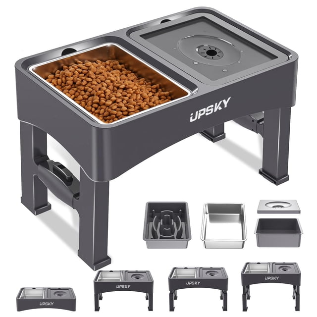 Cuencos Elevados UPSKY 4 Alturas Ajustables comedero Lento y dispensador de Agua Acero Inoxidable pa
