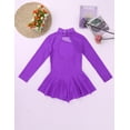 thumbnail image 4 of zdhoor Robe de Patinage Artistique à Manches Longues pour Filles Col Montant Tulle Justaucorps Danse Ballet Violet 8, 4 of 7