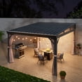 thumbnail image 4 of Mondawe 10' x 12' Gazebo for Patio, Wall-Mounted Gazebo Pergola with Privacy Curtains and Nettings,Large Hard Top Lean to Pergola,Metal Awnings Gazebos for Deck, Porch, Backyard, 4 of 13