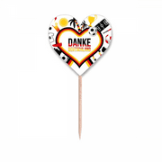 Germany Football Flag Culture Pattern Toothpick Flags Heart Lable Cupcake Picks